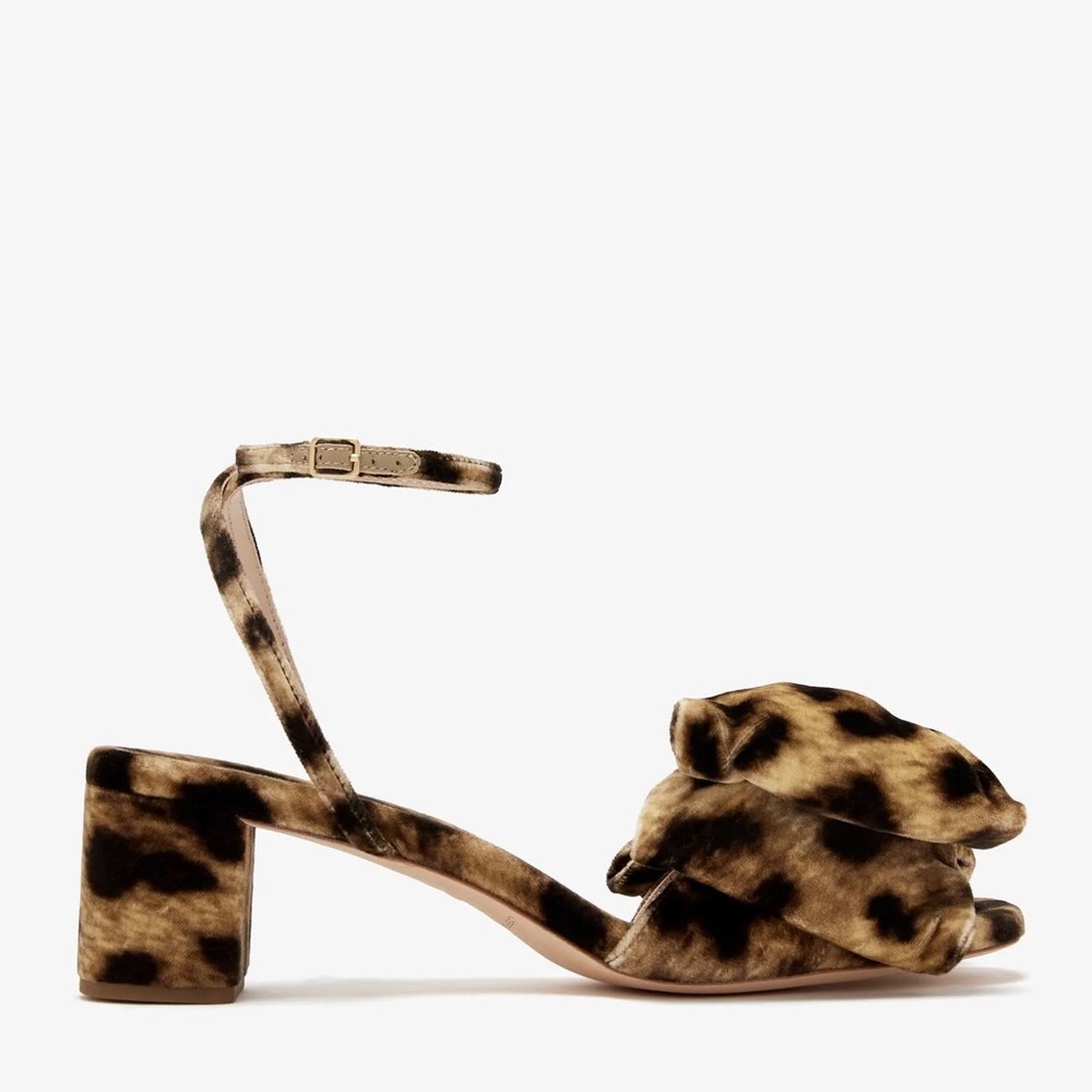 NEW LOEFFLER RANDALL CARMEN BOW SANDALS IN ANIMAL PRINT VELVET 6 - Picture 2 of 10